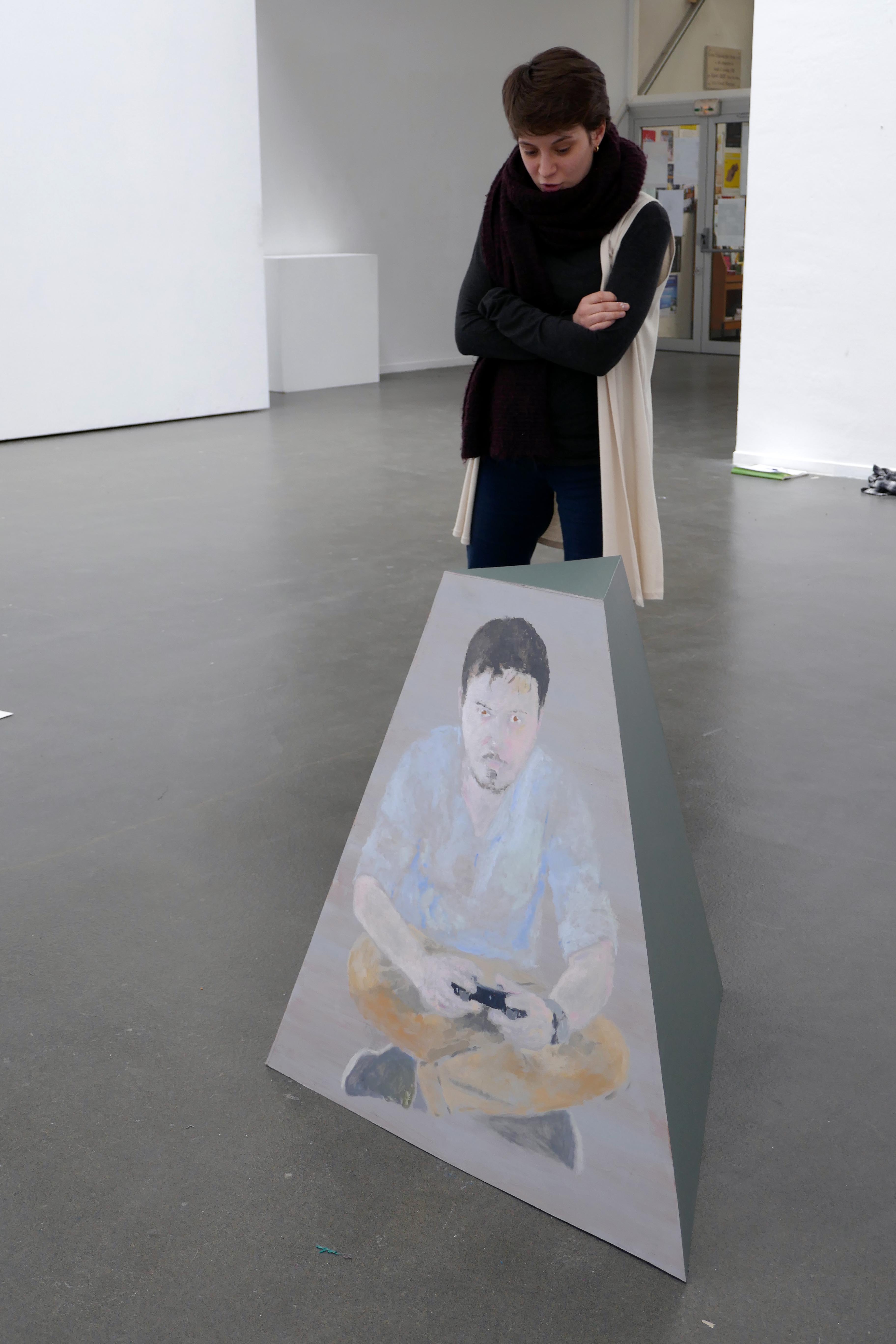 <em>Joueur</em>, 2017 80x80x80 cm, acrylic on wood.