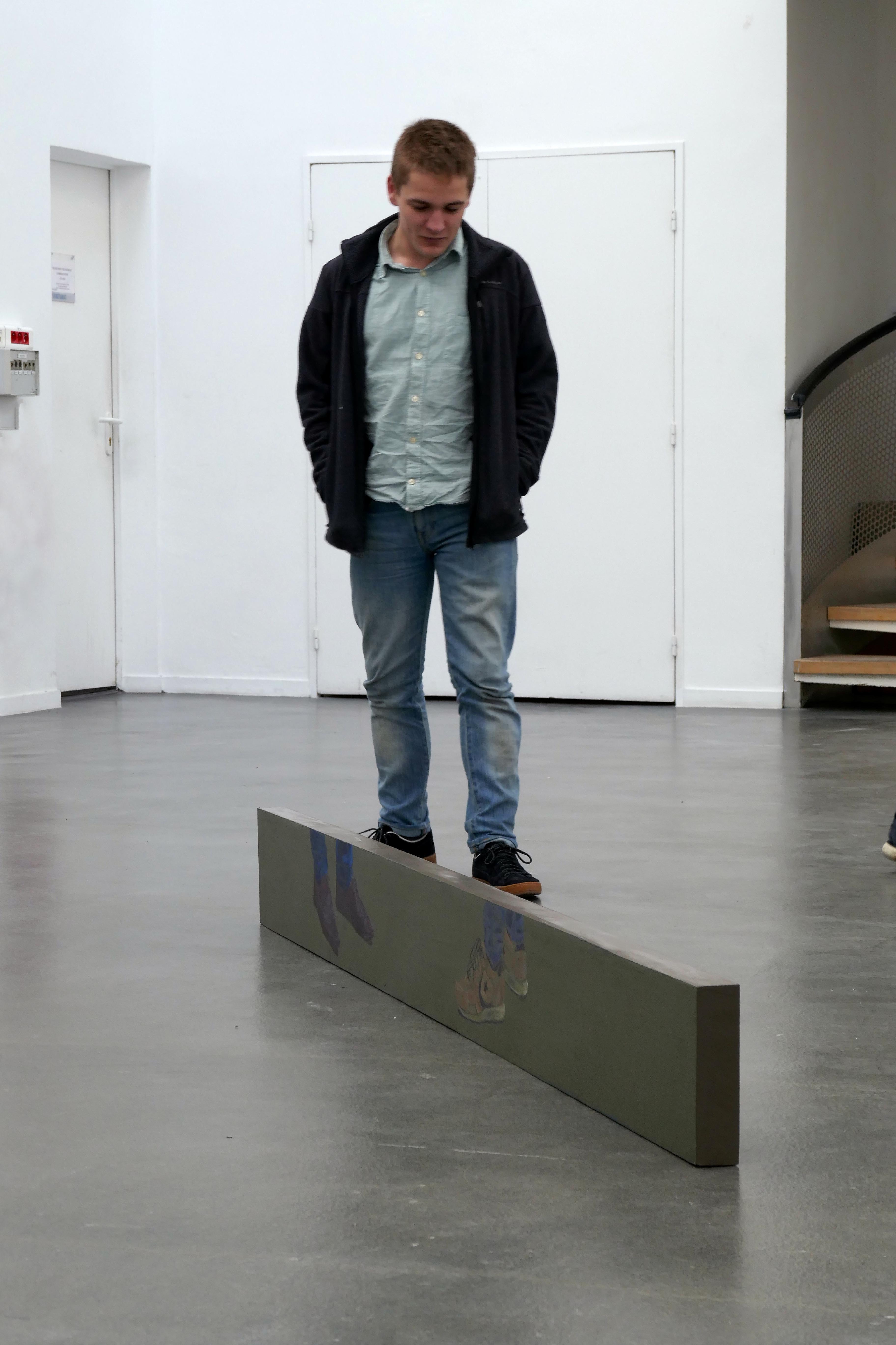 <em>Portraits de pieds</em>, 2017, variable dimensions, acrylic and ink on wood.