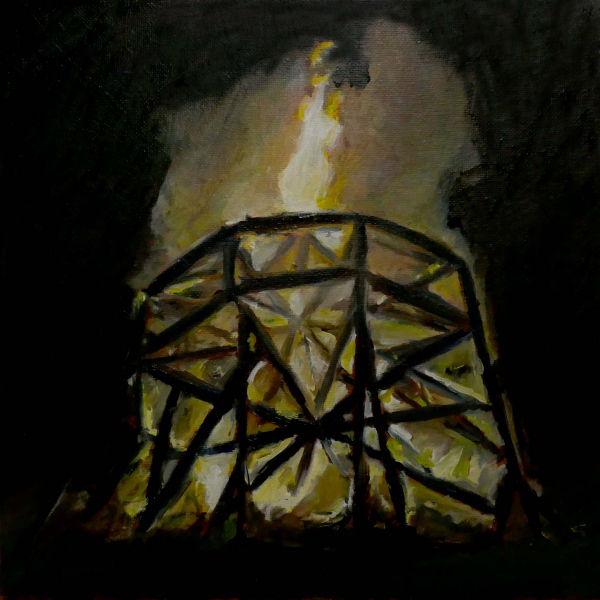 <em>Hyacinthe en flamme (Piacé le radieux)</em>, 2018, oil on canvas, 30 x 30 cm.